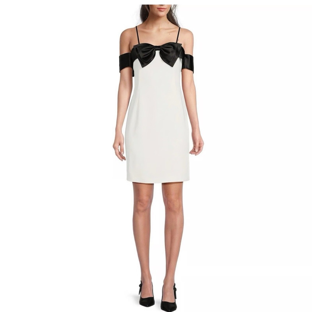 Alex Marie Black and White Bow Mini Dress